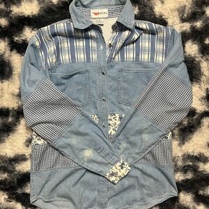 Christina’s Denim and Plaid Patchwork Shirt